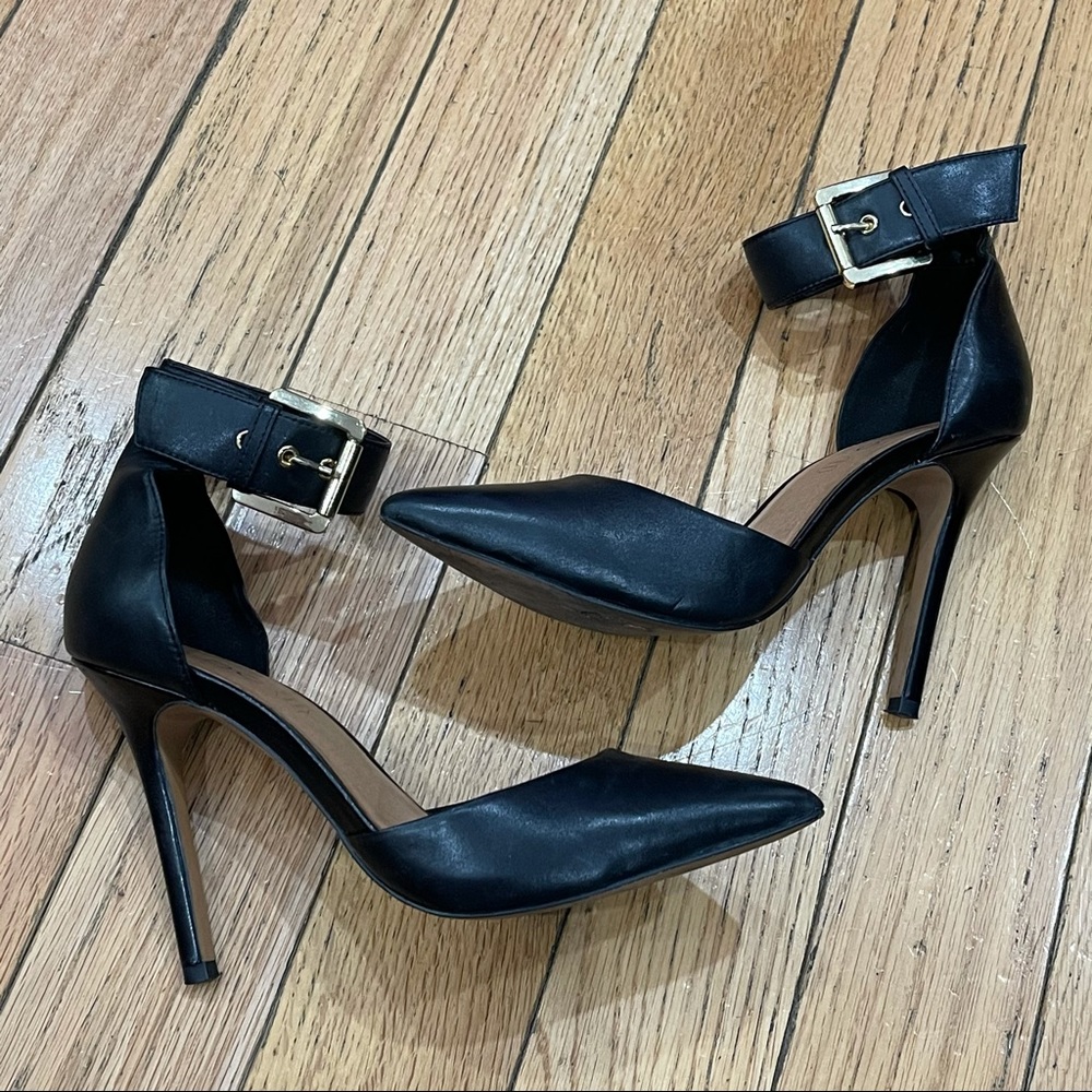 Aldo Heels — Black leather with ankle strap